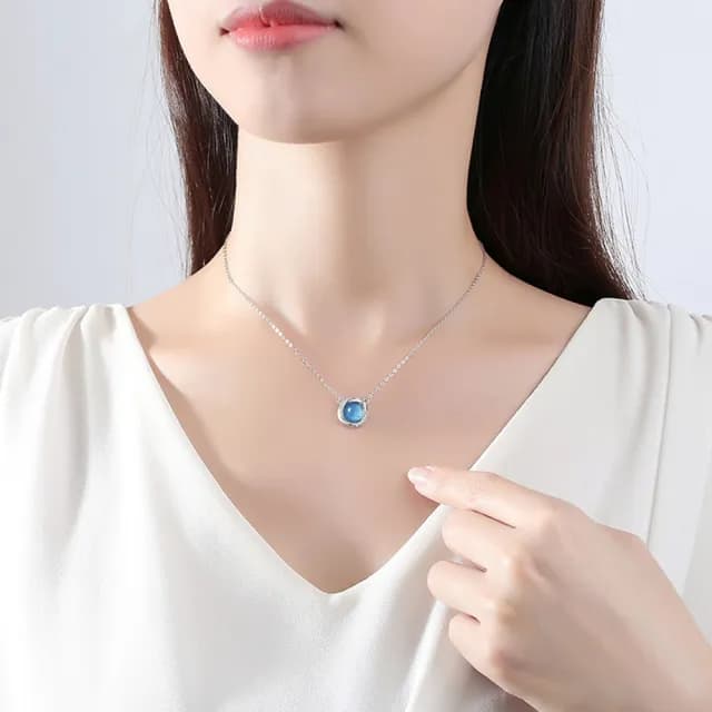 【巴黎精品】現貨+預購 925純銀項鍊琉璃吊墜(海洋之心生日情人節禮物女飾品v1ar6)