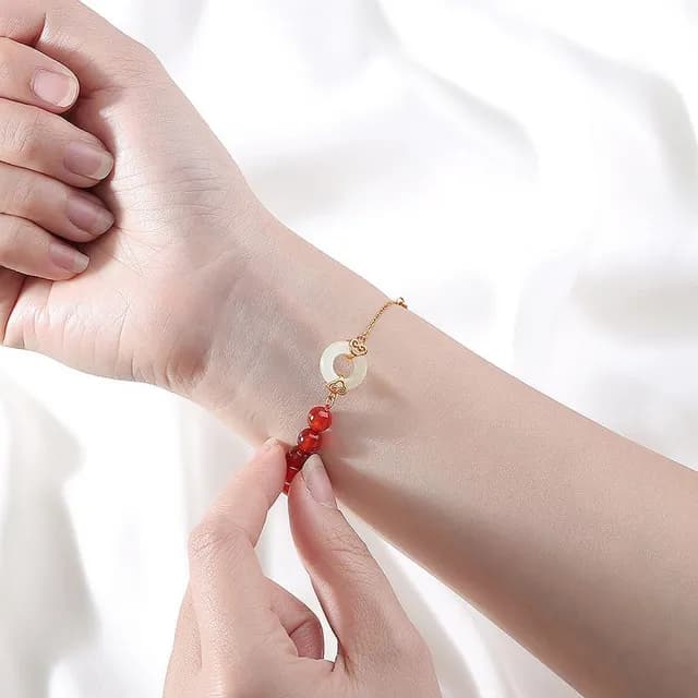 【巴黎精品】現貨+預購 925純銀手鍊和闐玉手繩(平安扣紅瑪瑙福牌生日情人節禮物女飾品v1ar16)