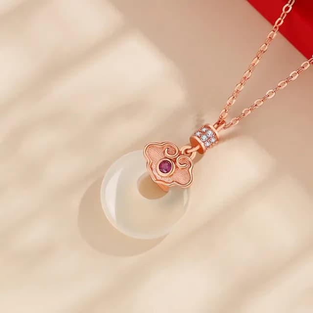 【巴黎精品】現貨+預購 925純銀項鍊和闐玉吊墜(如意平安扣鋯石生日情人節禮物女飾品v1ar50)