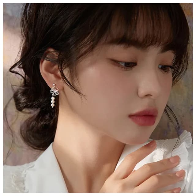 【HaNA 梨花】韓國森林系清新感．櫻花珍珠耳環(耳線 耳圈 耳釘 耳扣 耳墜)