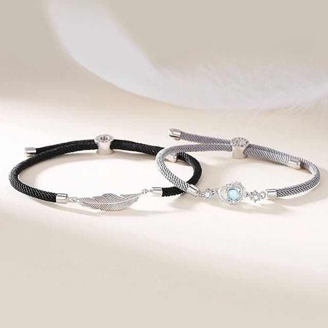 【米蘭精品】現貨+預購 925純銀手鍊情侶對鍊(純淨羽翼月光石生日情人節聖誕節交換禮物男女飾品74dv44)