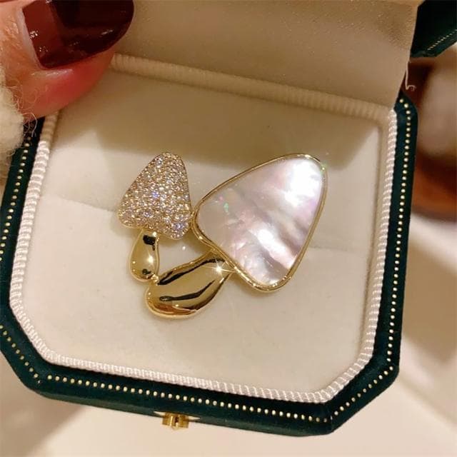 【巴黎精品】現貨+預購 貝殼胸針蘑菇別針(滿鑽小蘑菇亮面金色生日情人節禮物女飾品a1ah62)