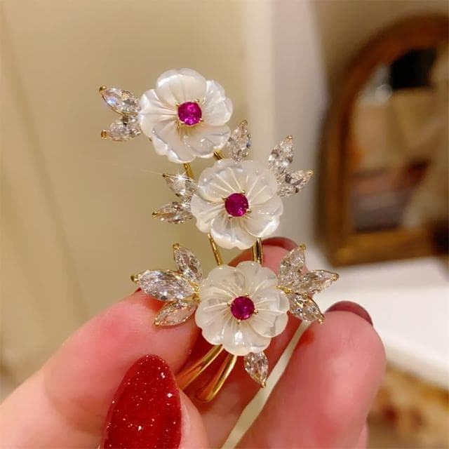 【巴黎精品】現貨+預購 貝殼胸針梅花結別針(鋯石花朵復古胸花生日情人節禮物女飾品a1ah54)