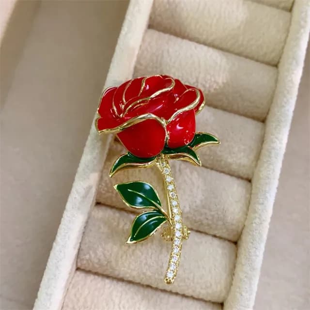 【巴黎精品】現貨+預購 鋯石胸針玫瑰別針(滴油紅薔薇優雅復古生日情人節禮物女飾品a1ah93)