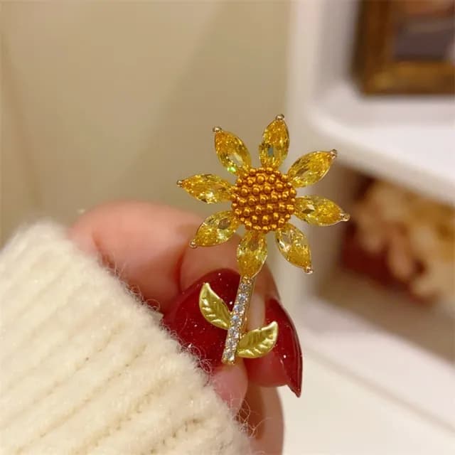 【巴黎精品】現貨+預購 鋯石胸針向日葵別針(黃色太陽花可愛胸花生日情人節禮物女飾品a1ah98)
