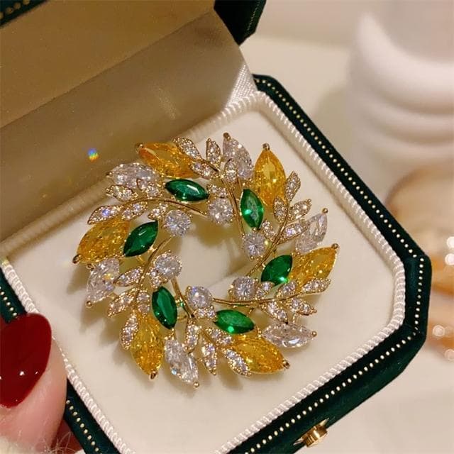 【巴黎精品】現貨+預購 鋯石胸針水晶別針(紫荊花環復古胸花生日情人節禮物女飾品a1ah66)