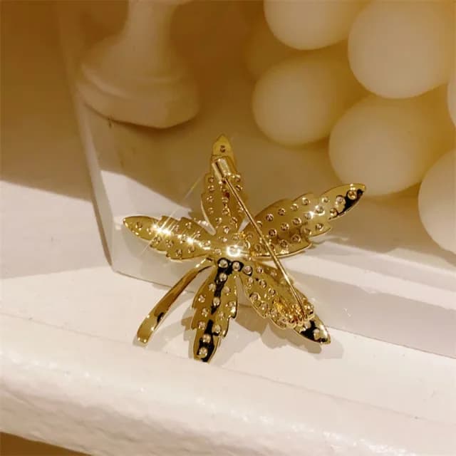 【巴黎精品】現貨+預購 鋯石胸針楓葉別針(精緻拋光滿鑽葉子生日情人節禮物男女飾品a1ah68)