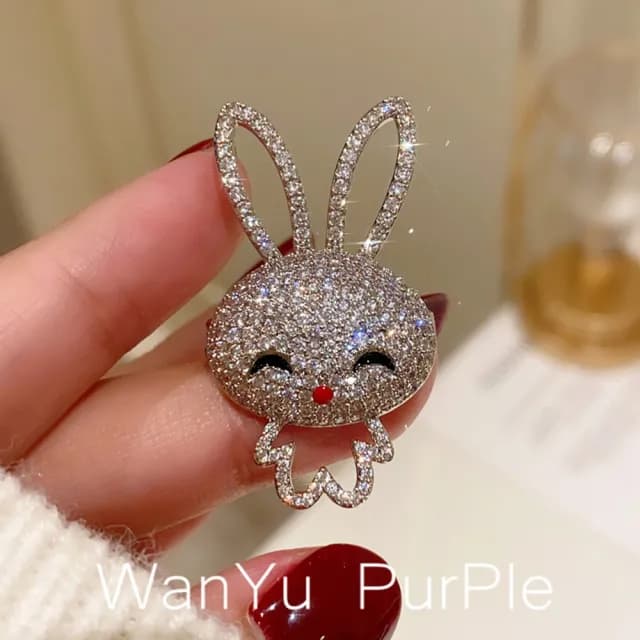 【巴黎精品】現貨+預購 鋯石胸針兔子別針(可愛生肖鏤空鑲嵌生日情人節禮物女飾品a1ah24)
