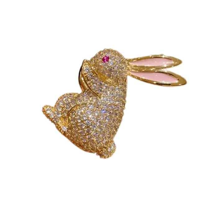 【巴黎精品】現貨+預購 鋯石胸針兔子別針(超萌粉耳十二生肖生日情人節禮物女飾品a1ah19)
