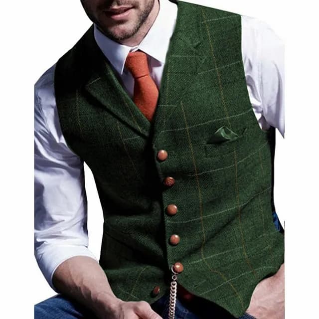 【巴黎精品】父親節禮物 西裝背心西服馬甲(復古格紋翻領英倫風男外套6色a1ad18)