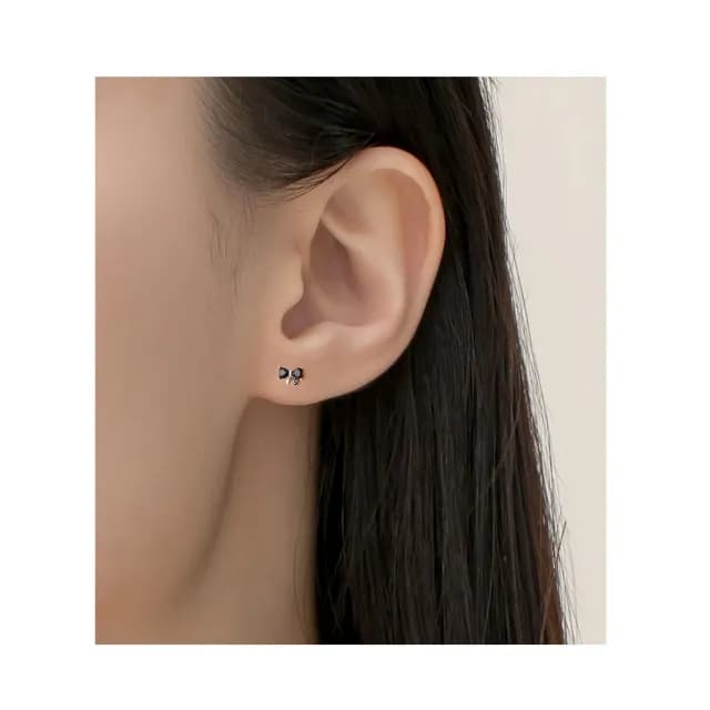 【A&R】s925純銀韓款雙心蝴蝶結轉珠耳環(鎖珠 螺絲耳扣 鎖式 抗過敏 情人節 生日禮物)