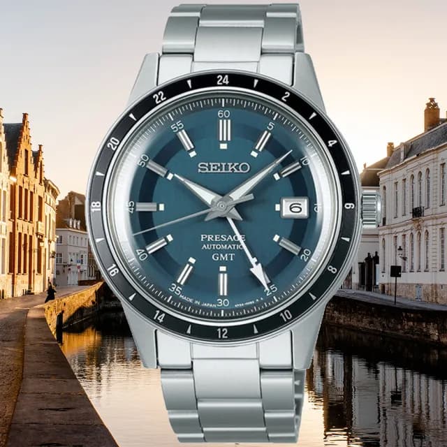 【SEIKO 精工】Presage Style60’s 復古風 GMT 機械腕錶 七夕 情人節 禮物 送禮 推薦(SSK009J1/4R34-00B0B)