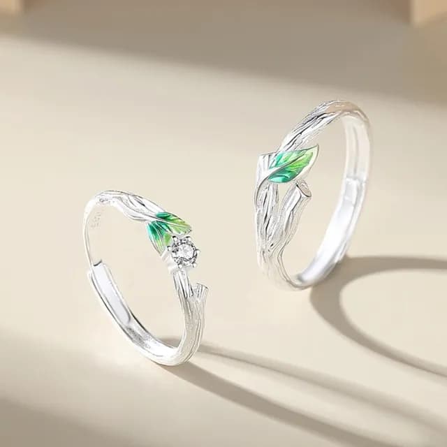 【米蘭精品】現貨+預購 925純銀戒指情侶對戒(小清新漸層葉片開口戒生日情人節聖誕節禮物男女飾品74dw34)