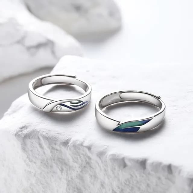 【米蘭精品】現貨+預購 925純銀戒指情侶對戒(獨特飛鳥與魚開口戒生日情人節聖誕節交換禮物男女飾品74dw33)