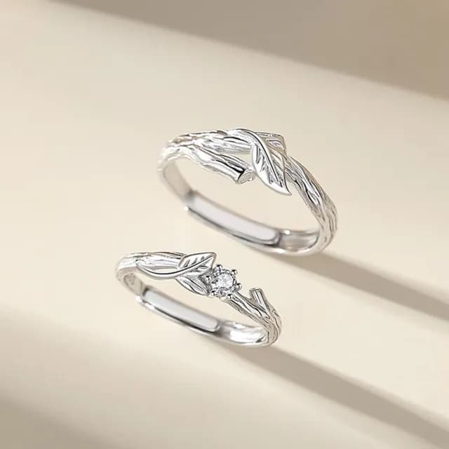 【米蘭精品】現貨+預購 925純銀戒指情侶對戒(自然系碧綠葉片立體生日情人節聖誕節交換禮物男女飾品74dw20)