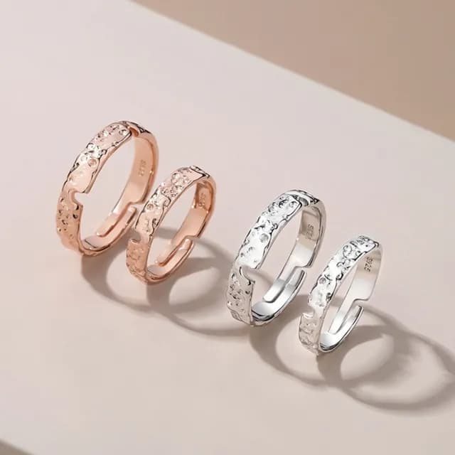 【米蘭精品】現貨+預購 925純銀戒指情侶對戒(隕石立體凹凸開口戒生日情人節聖誕節禮物男女飾品4款74dw48)