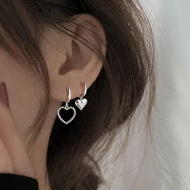 【Oni 歐妮】心窩兒 不對稱耳圈耳扣耳針穿式耳環耳釘耳骨環耳飾(1對入)