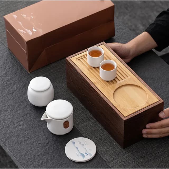 【Life shop】山水旅行茶具組/附精美包裝袋(交換禮物 茶具 旅行茶具 茶器套裝)