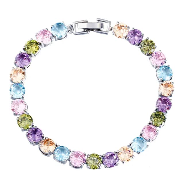 【RJ New York】彩虹雲端水晶冰花鑽手鍊(彩色)