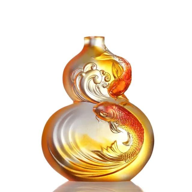 【琉璃工房LIVING】源源共遊 雙魚共融 福祿天下(企業贈禮/退休禮物/喬遷禮物/升官禮物/結婚禮物/酒器/酒杯)