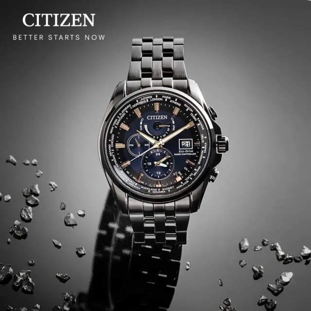 【CITIZEN 星辰】GENTS系列 電波對時 萬年曆 光動能腕錶 畢業禮物 送禮 推薦(AT9039-51L)