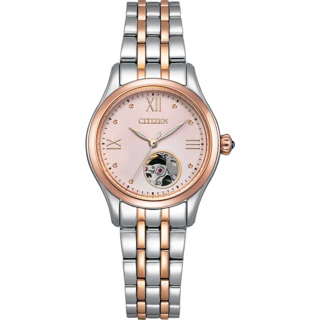 【CITIZEN 星辰】Mechanical 簡約開芯機械錶 女錶 手錶 禮物 推薦(PR1044-87X)