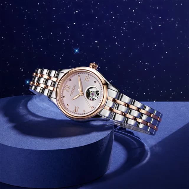 【CITIZEN 星辰】Mechanical 簡約開芯機械錶 女錶 手錶 禮物 推薦(PR1044-87X)