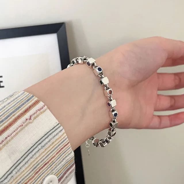 【巴黎精品】情人節禮物 現貨+預購 925純銀手鍊鋯石手鏈(多彩輕奢小眾復古女飾品a1bo49)