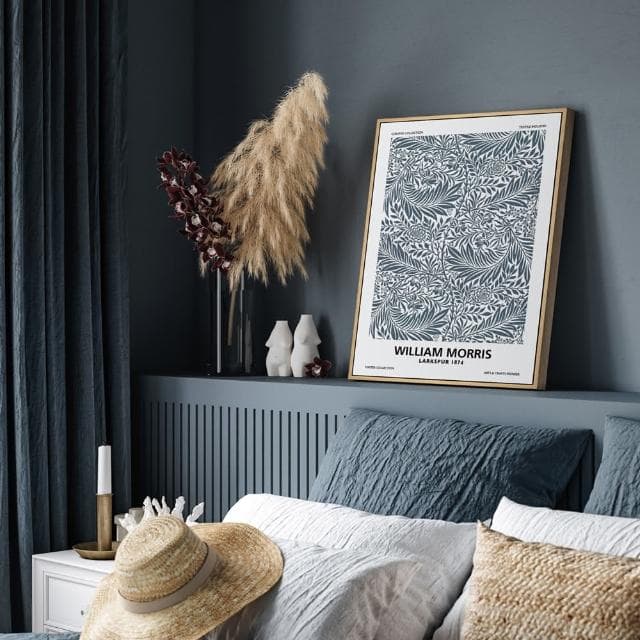 【菠蘿選畫所】William Morris 飛燕草-70x100cm(復古花卉圖騰掛畫/臥室裝飾畫/開店送禮)