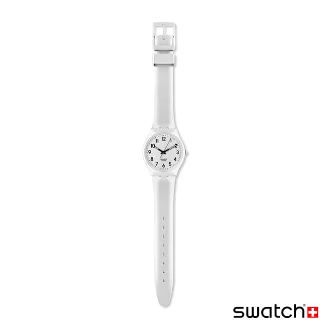 【SWATCH】JUST WHITE SOFT 經典手錶/男錶/女錶/瑞士製造 SO28W107-s14(34mm)
