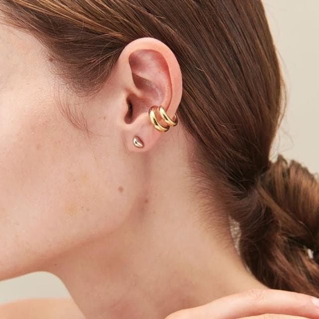 【ete】Peek Cuff  簡約摩登比克耳釦(銀色 金色)