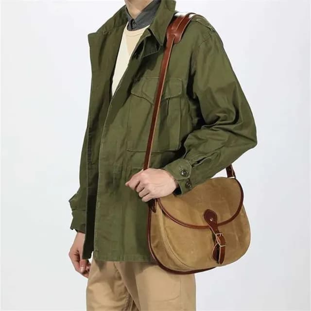 【巴黎精品】父親節禮物 側背包帆布肩背包(復古休閒防潑帆布男女包包2色v1ac35)