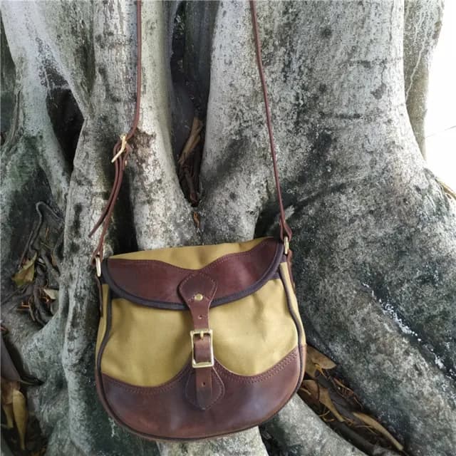 【巴黎精品】父親節禮物 側背包帆布肩背包(美式復古植鞣皮小包男女包包3色v1ac4)
