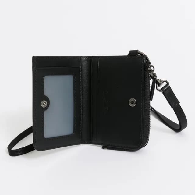 【Arnold Palmer 雨傘】零錢包附頸掛繩  City系列(黑色)