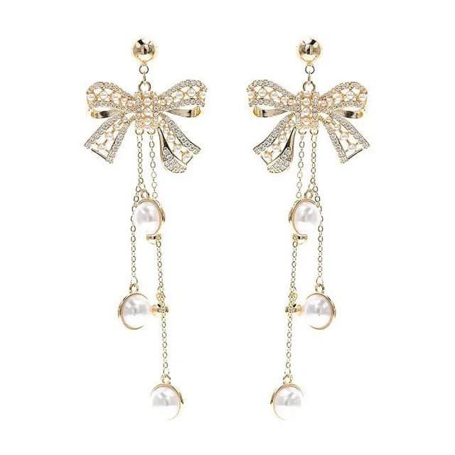 【巴黎精品】現貨+預購 鋯石耳環925純銀耳針(鏤空蝴蝶結珍珠生日母親節禮物女飾品p1bk73)