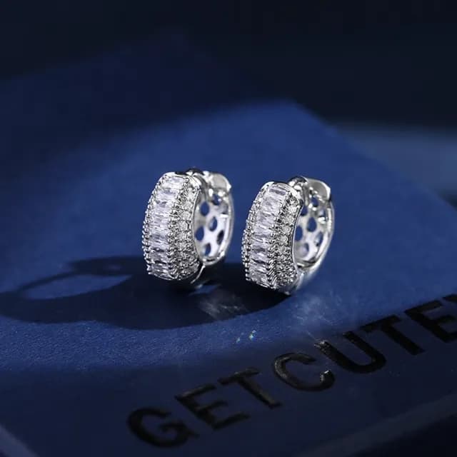 【巴黎精品】情人節禮物 現貨+預購 鋯石耳環925純銀耳針(小巧耳扣圓圈生日母親節禮物女飾品2色p1bk61)