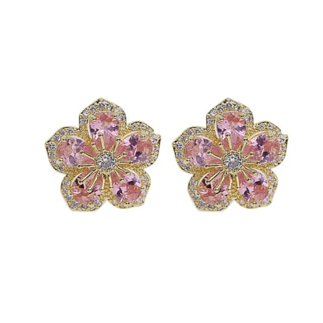 【巴黎精品】現貨+預購 鋯石耳環925純銀耳針(立體五瓣花朵生日母親節禮物女飾品2色p1bk68)