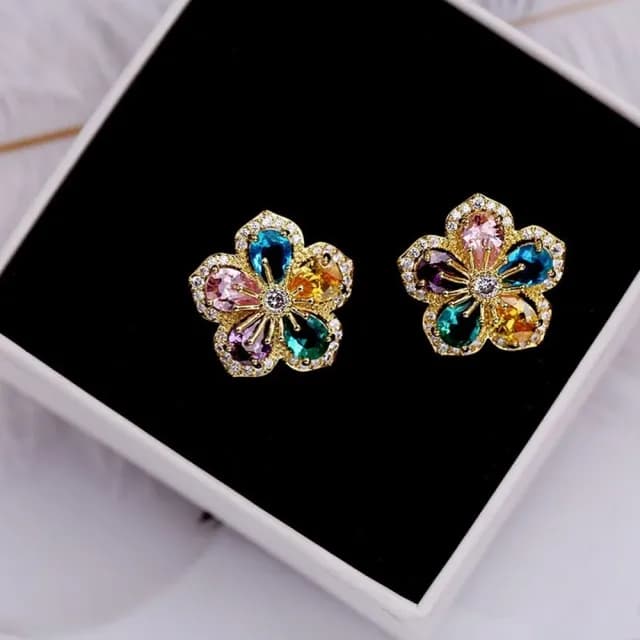 【巴黎精品】現貨+預購 鋯石耳環925純銀耳針(立體五瓣花朵生日母親節禮物女飾品2色p1bk68)