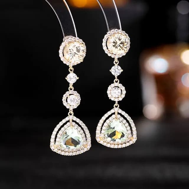 【巴黎精品】現貨+預購 鋯石耳環925純銀耳針(幾何三角形長款生日母親節禮物女飾品4色p1bk53)