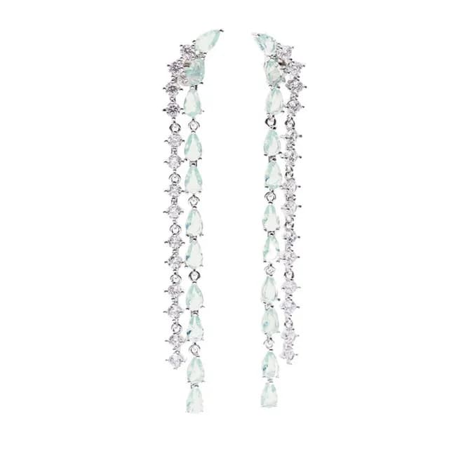 【巴黎精品】現貨+預購 鋯石耳環925純銀耳針(長款水滴流蘇生日母親節禮物女飾品3色p1bk7)