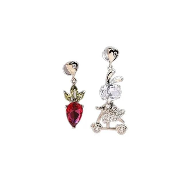 【巴黎精品】現貨+預購 鋯石耳環925純銀耳針(胡蘿蔔滑板車小兔子生日情人節禮物女飾品2色p1bk83)