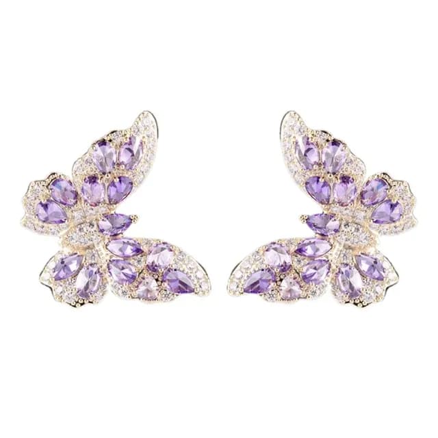 【巴黎精品】現貨+預購 鋯石耳環925純銀耳針(彩色立體蝴蝶生日母親節禮物女飾品9款p1bk6)