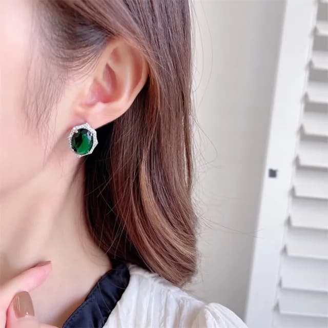 【巴黎精品】現貨+預購 鋯石耳環925純銀耳針(法式復古橢圓形生日母親節禮物女飾品5色p1bk65)