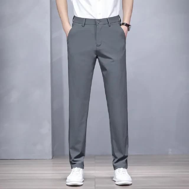 【米蘭精品】現貨+預購 休閒褲長褲(牛奶絲彈力男士休閒修身男褲子父親節禮物4色74er11)