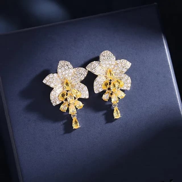 【巴黎精品】情人節禮物 現貨+預購 鋯石耳環925純銀耳針(花朵滿鋯鑲嵌生日母親節禮物女飾品p1bk22)