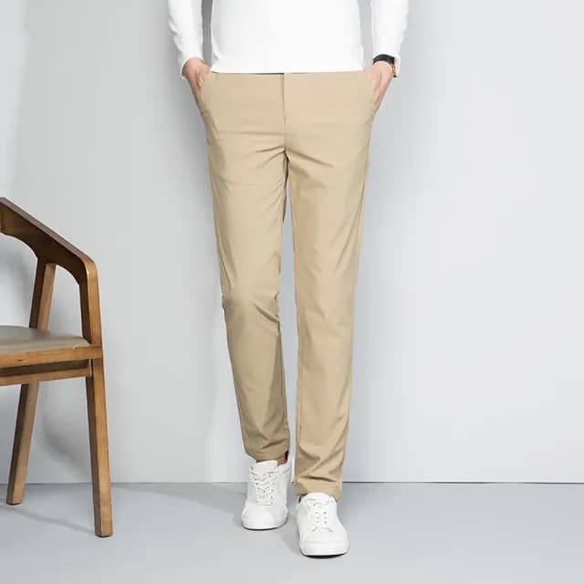 【米蘭精品】現貨+預購 休閒褲長褲(百搭純色直筒修身男褲子父親節禮物4色74er45)