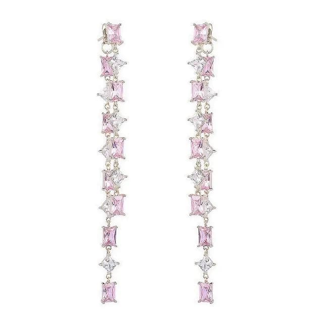 【巴黎精品】現貨+預購 鋯石耳環925純銀耳針(幾何長款流蘇生日母親節禮物女飾品4色p1bk3)