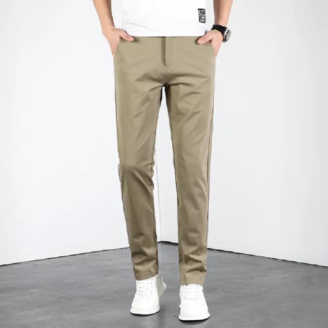 【米蘭精品】現貨+預購 休閒褲長褲(彈力薄款直筒純色男褲子父親節禮物4色74er31)