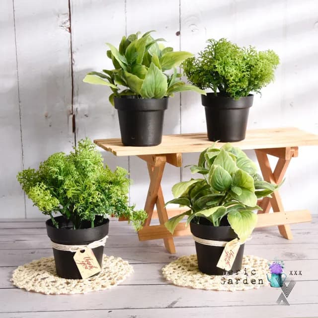 【Meric Garden】創意北歐仿真療癒小綠植盆栽/桌面裝飾擺設_2款一組(假綠植物 療癒小物 假花盆栽)