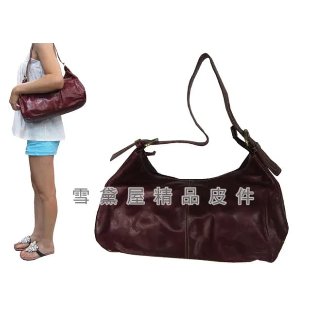 【SNOW.bagshop】情人節禮物 真皮 水餃包肩背包中容量(真皮包包 主袋內二隔層二拉鍊暗袋復古設計100%進口牛